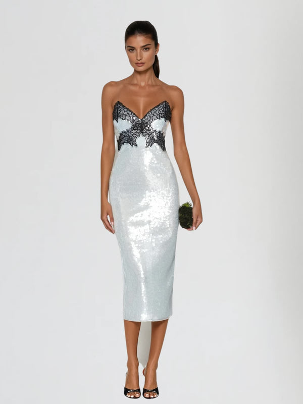 Yulren Strapless Sequin Midi Dress