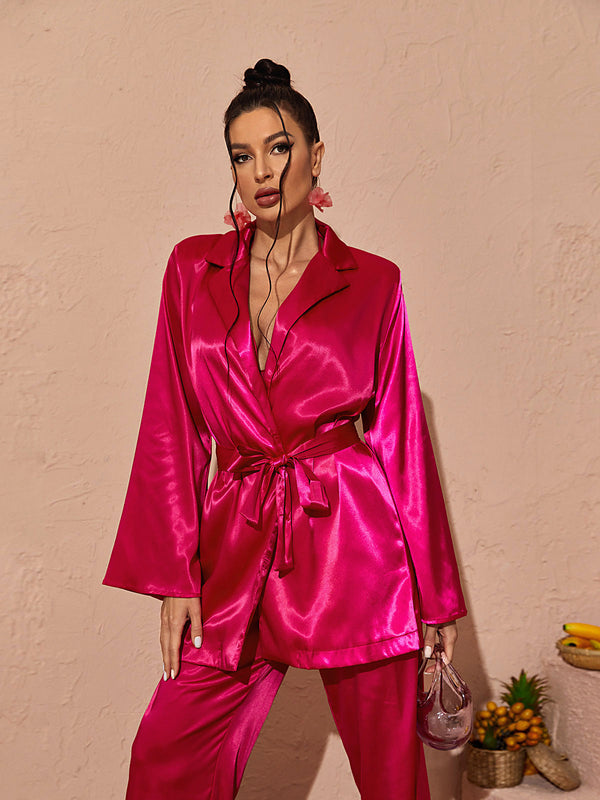 Zariyah Satin Blazer In Hot Pink