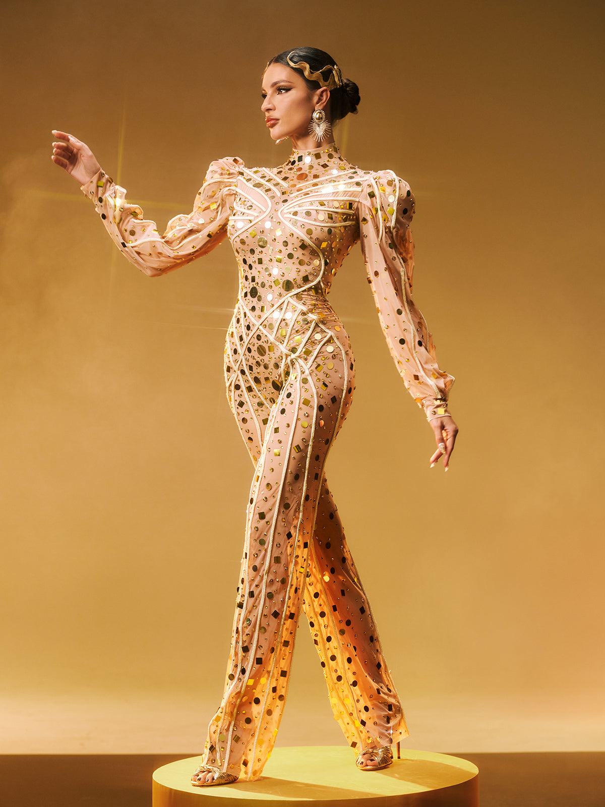 Zylar Long Sleeve Embellished Jumpsuit – Mew Mews
