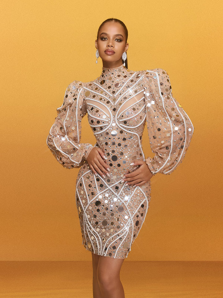 Zylar Long Sleeve Embellished Mini Dress – Mew Mews Zylar Long Sleeve Embellished Mini Dress – Mew Mews