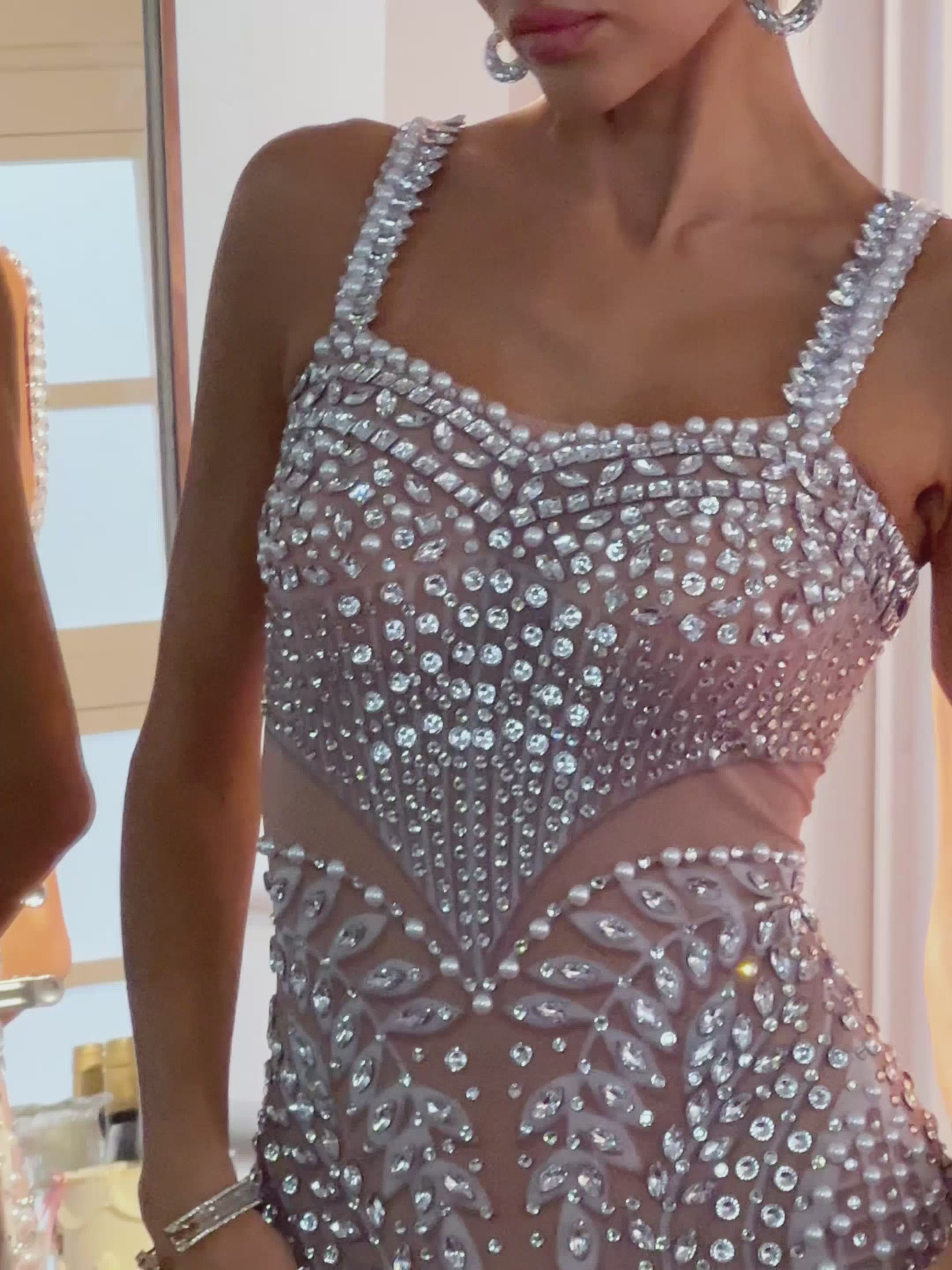 Cortel Rhinestone Pearl Embellished Maxi Dress – Mew Mews