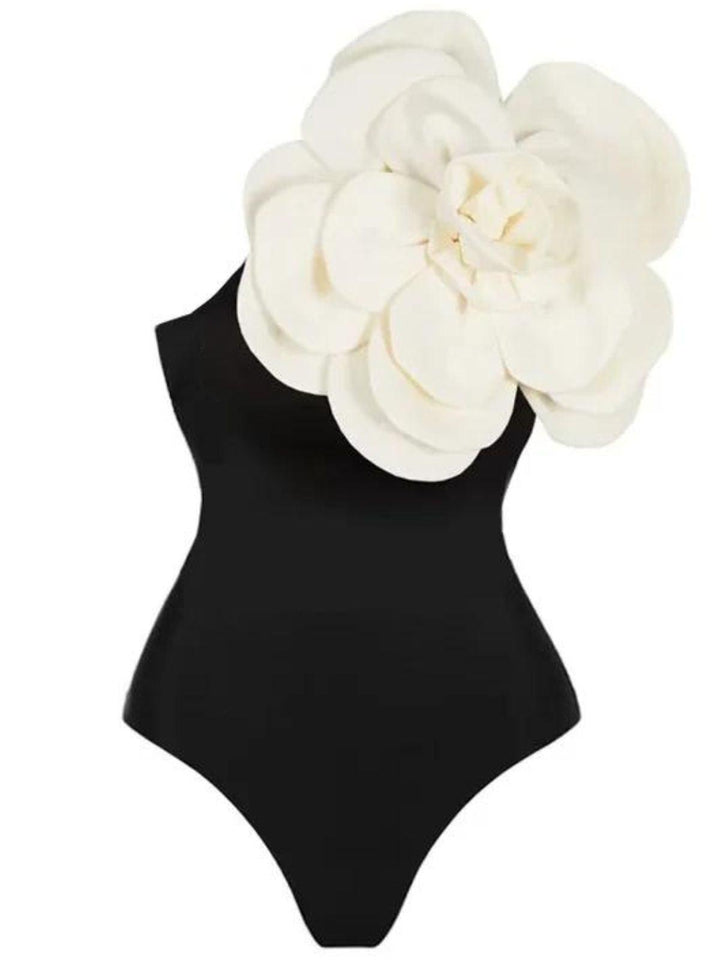 Aureliana Flower One Piece Swimsuit In Black - Mew Mews