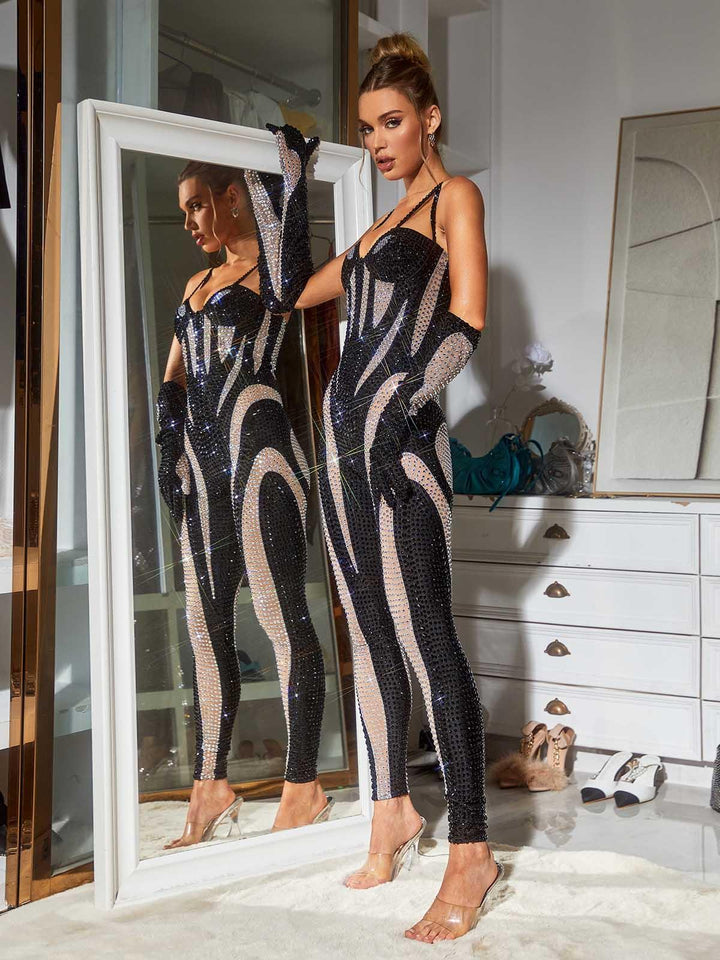 Amalia Diamante Jumpsuit In Black - Mew Mews Fashion