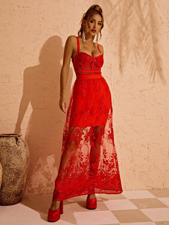 Amirah Maxi Dress In Red - Mew Mews Fashion