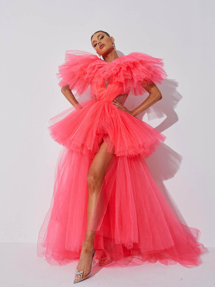 Bibi Plunge Cutout Tulle Dress - Mew Mews Fashion