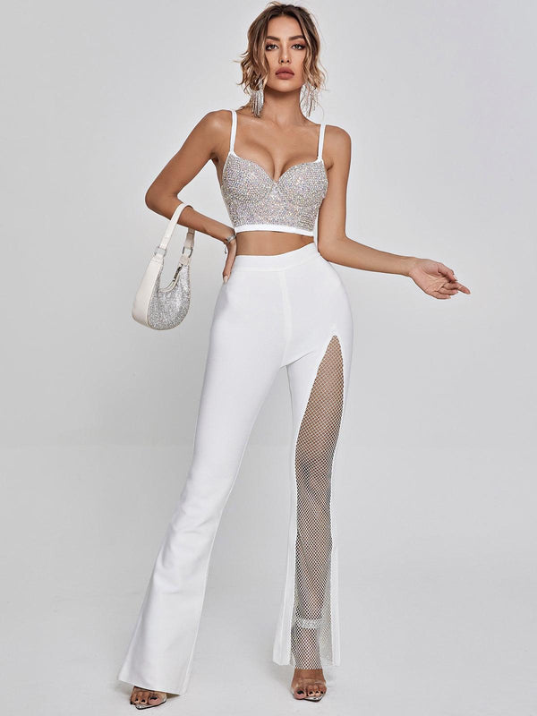Brianna Crystal Bustier Top In White - Mew Mews Fashion