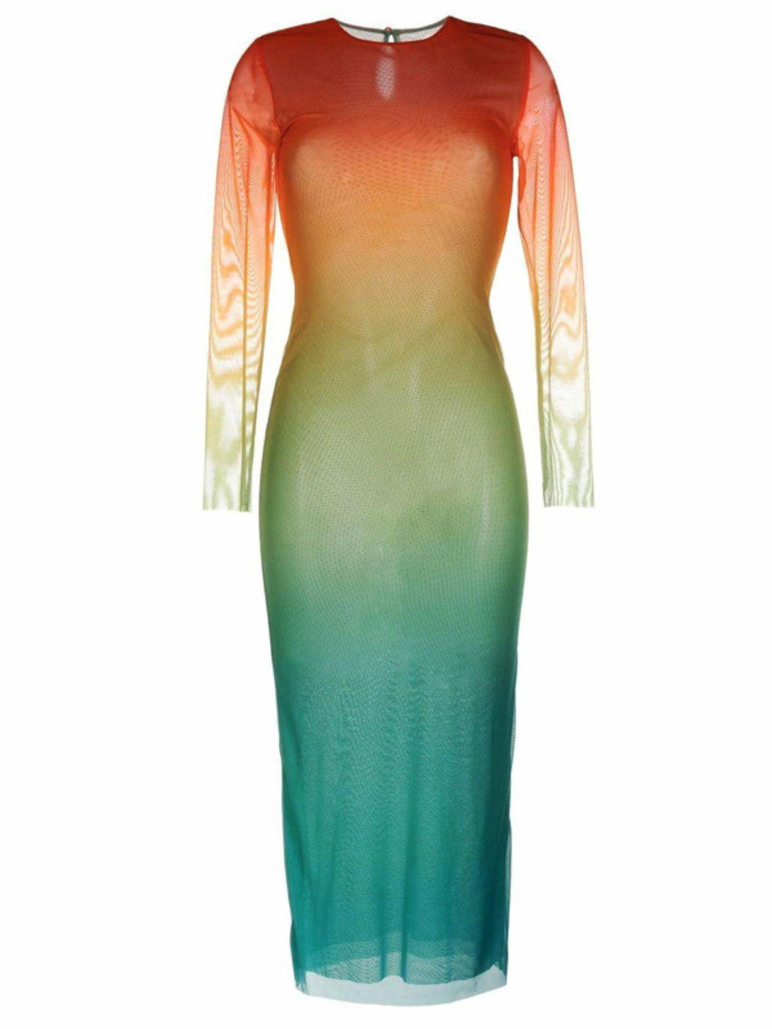 Celestial Ombre Long Sleeve Mesh Midi Dress - Mew Mews Fashion