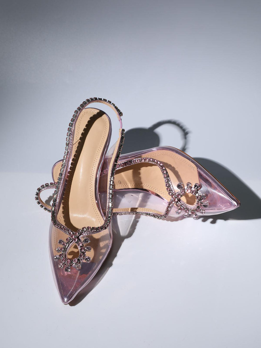 Clio Crystal Cutout Embellished Pumps In Pink - Mew Mews Fashion