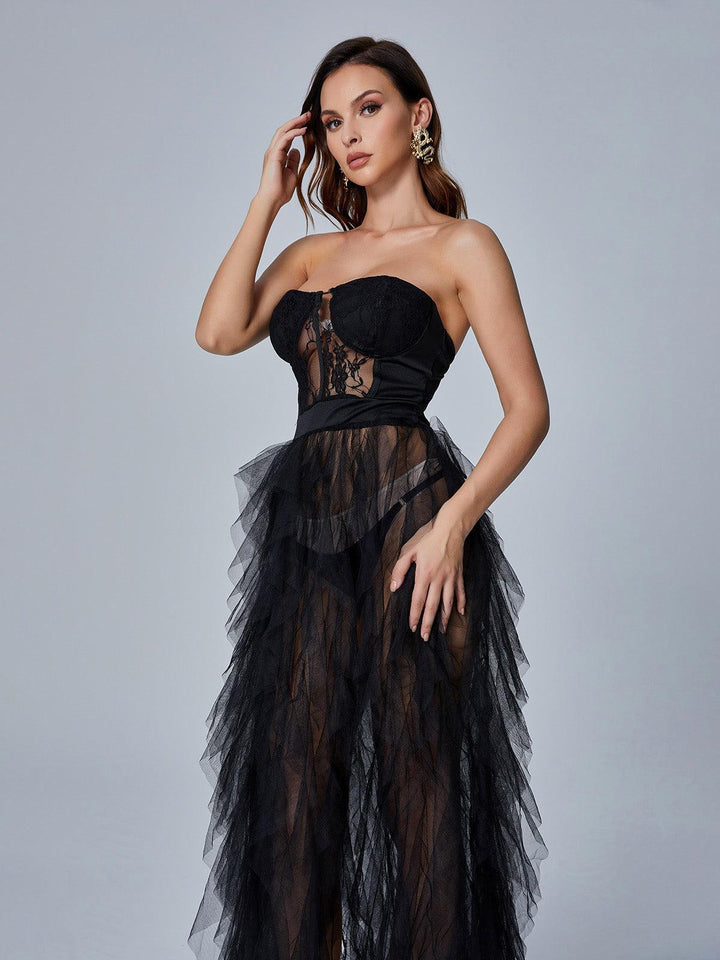 Dorothy Tulle Maxi Dress In Black - Mew Mews Fashion