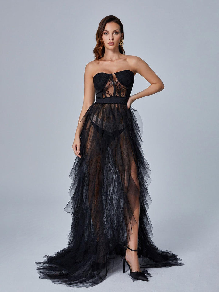 Dorothy Tulle Maxi Dress In Black - Mew Mews Fashion