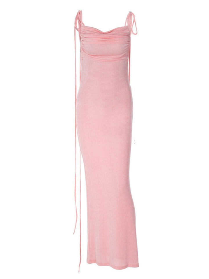 Egypt Backless Maxi Dress In Pink - Mew Mews Fashion