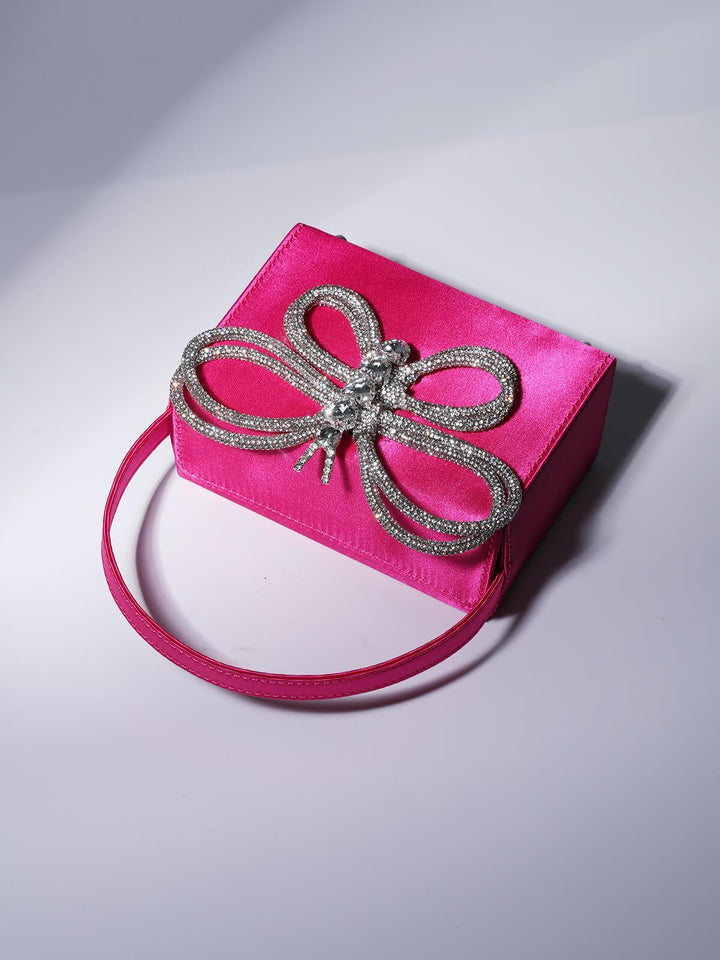 Fia Crystal Butterfly Clutch In Hot Pink - Mew Mews Fashion