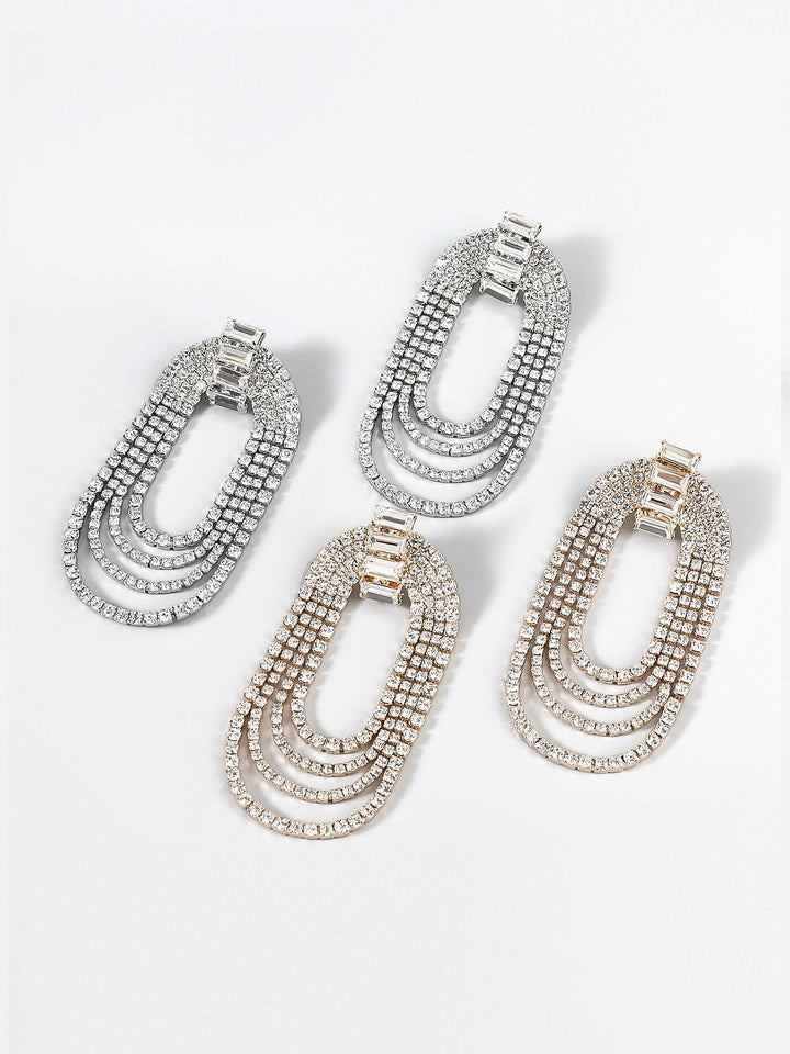 Geneva Diamante Arch Earrings - Mew Mews Fashion