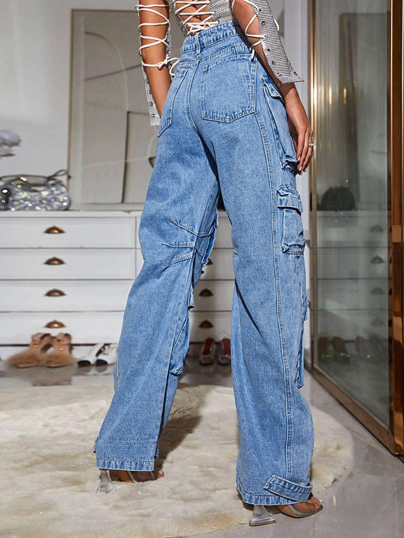 Giulia Denim Pants In Blue – Mew Mews Fashion