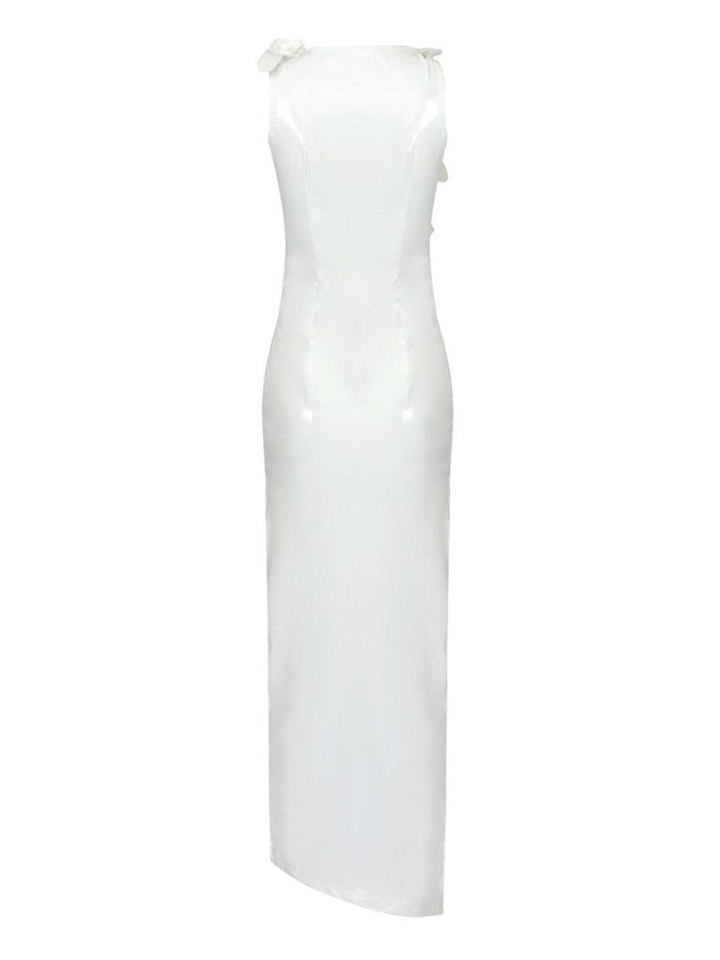 Hecate Cutout Latex Split Maxi Dress In White - Mew Mews Fashion