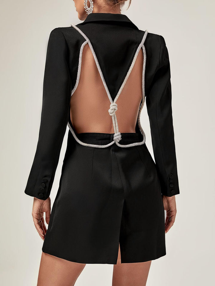 Juno Plunge Backless Blazer Dress - Mew Mews Fashion