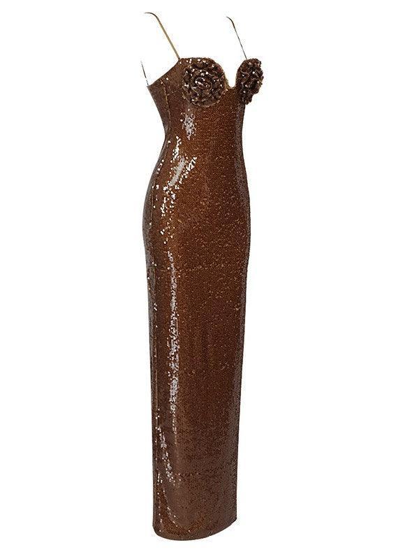 Lorelei Brown Sequin Dress - Mew Mews Fashion
