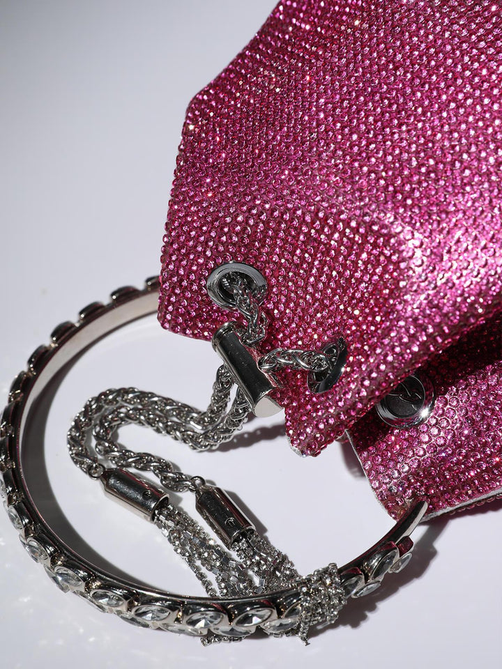 Mattea Crystal Embellished Bucket Bag In Hot Pink - Mew Mews Fashion