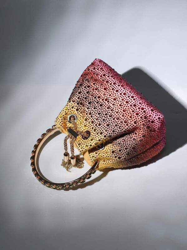 Mattea Crystal Embellished Bucket Bag In Ombre - Mew Mews Fashion