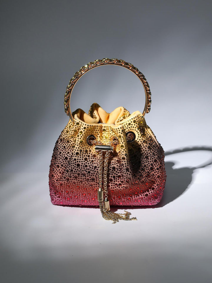 Mattea Crystal Embellished Bucket Bag In Ombre - Mew Mews Fashion