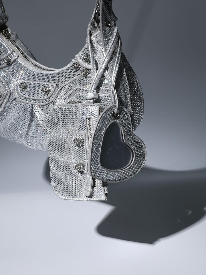 Misty Rhinestone Shoulder Bag In Silver - Mew Mews Fashion