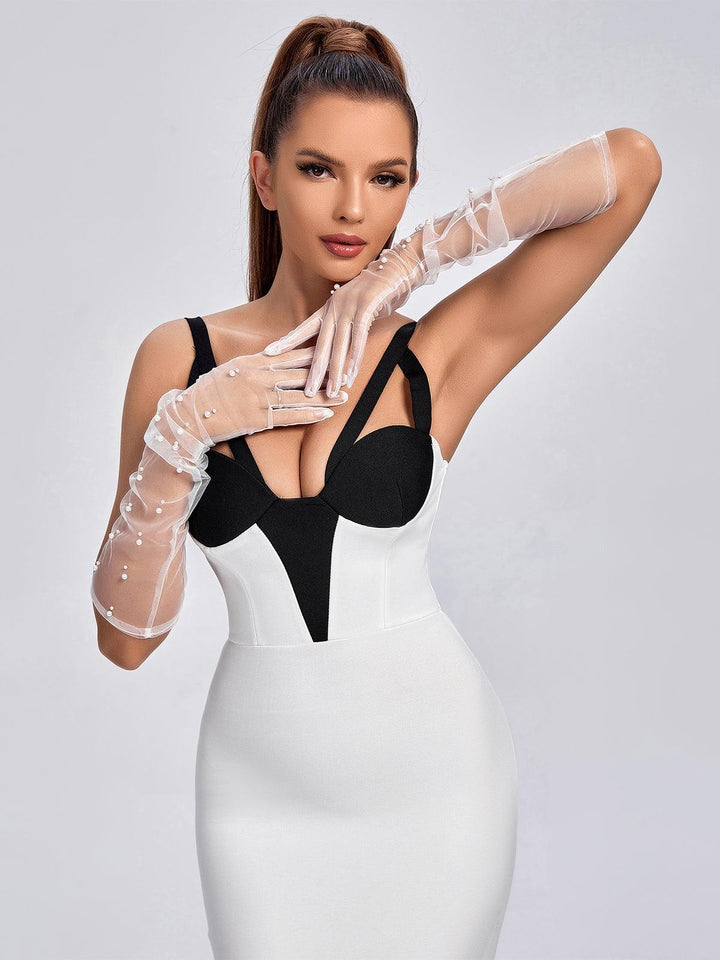 Pearl Tulle Gloves In White - Mew Mews Fashion