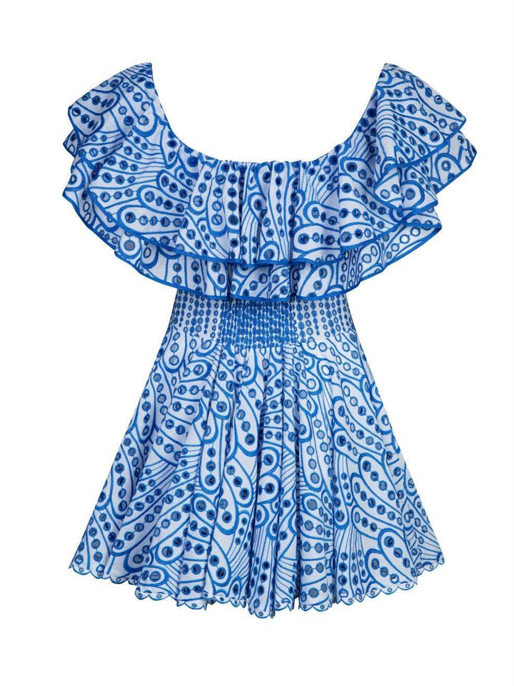 Princess Ruffle Cutout Mini Dress In Blue - Mew Mews Fashion