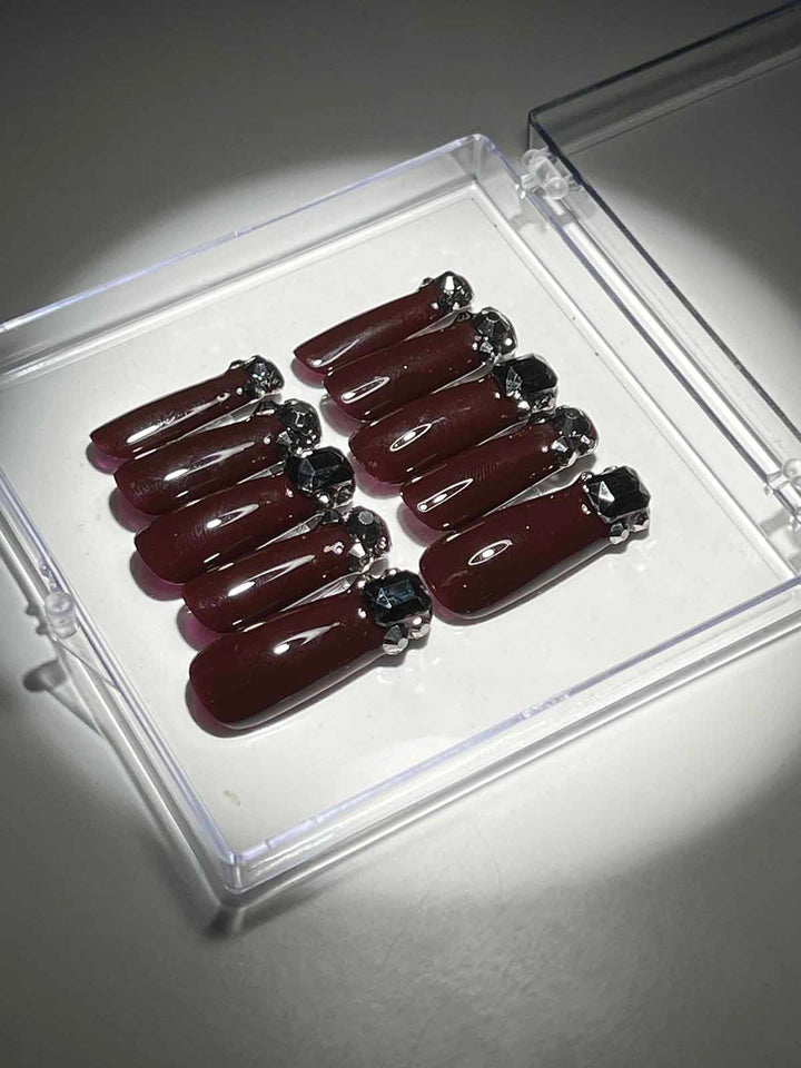 Crystal Wine Coffin Handmade Press On Nails - Mew Mews Fashion