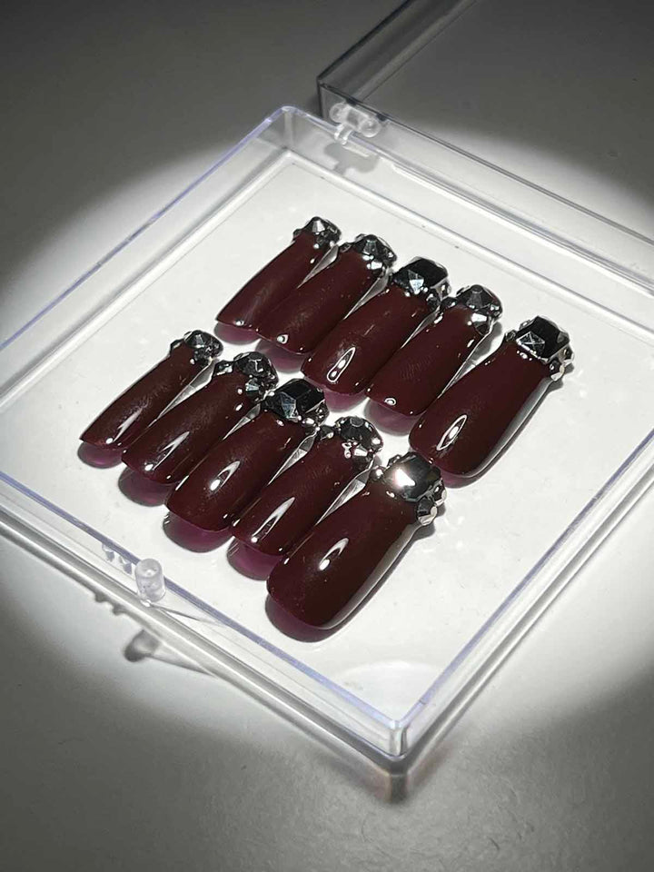 Crystal Wine Coffin Handmade Press On Nails - Mew Mews Fashion